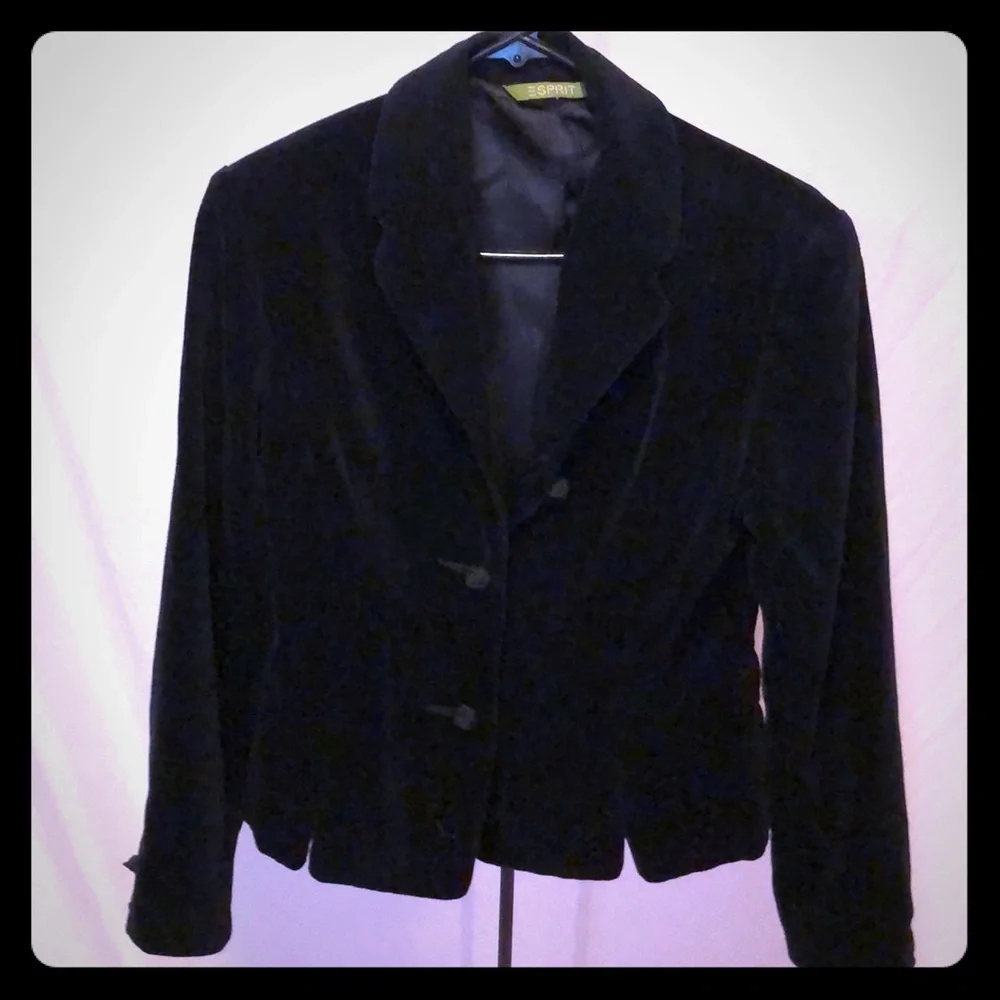 Esprit black 100% cotton velvet blazer w buttons